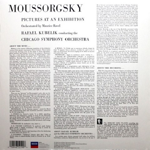 Rafael Kubelik, Chicago Symphony Orchestra, Mussorgsky – Pictures At An Exhibition (LP, Mono, Half-Speed Mastered Vinyl) - фото 2