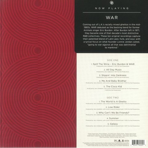 War – Now Playing (LP, Compilation, Red Transparent Vinyl) - фото 2
