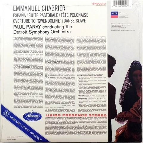 Chabrier – Espana / Danse Slave / Fete Polonaise / Suite Pastorale / Gwendoline Overture (LP, Album, Vinyl) - фото 2