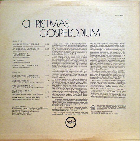 Various – Christmas Gospelodium (LP, Album, Compilation, Promo, Mono) - фото 2