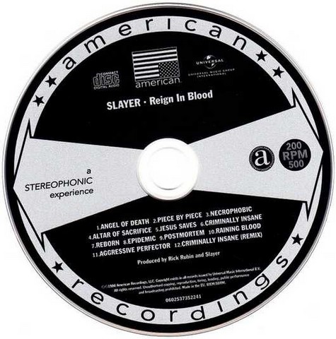 Slayer – Reign In Blood (CD, Album) - фото 3