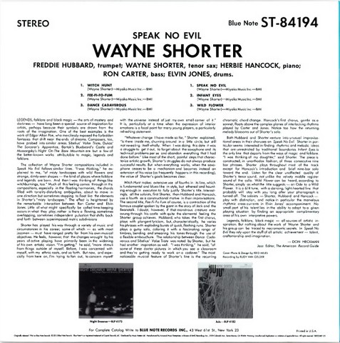 Wayne Shorter – Speak No Evil (LP, Album, Vinyl) - фото 2