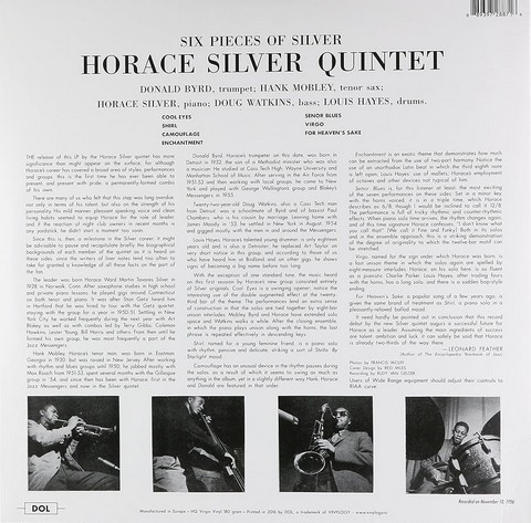 Horace Silver Quintet – 6 Pieces Of Silver (LP, Album, 180g, Vinyl) - фото 3