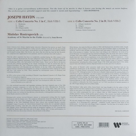 Haydn, Mstislav Rostropovich – Cello Concertos In D & C (LP, Album, Vinyl) - фото 2