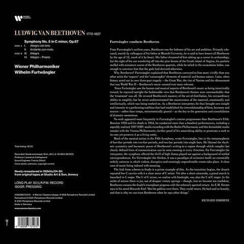 Wilhelm Furtwangler – Beethoven: Symphony No. 5 (LP, Album, Vinyl) - фото 2