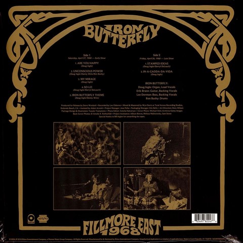 Iron Butterfly – Fillmore East 1968 (LP, Album, Vinyl) - фото 2