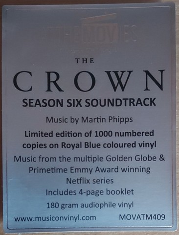 Martin Phipps – The Crown (Season Six Soundtrack) (LP, Album, Limited Edition, Numbered, Stereo, Blue [Royal Blue], 180 gram) - фото 10