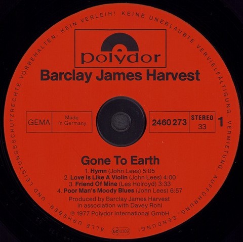 Barclay James Harvest – Gone To Earth (LP, Album, Reissue, Vinyl) - фото 3
