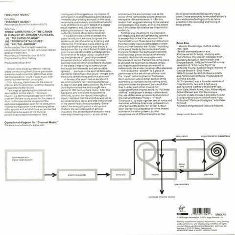 Brian Eno – Discreet Music (LP, Album, Reissue, Remastered, 180 Gram, Vinyl) - фото 2