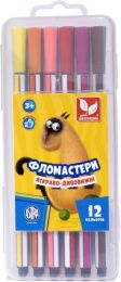 Фломастери яскраво-дивовижні 12 кольорів шестигранні у футлярі