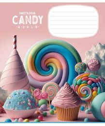 Зошит учнівський, 12арк., у клітинку, ВД-лак, Школярик (012-3266K, Candy world 12к (дівч) )
