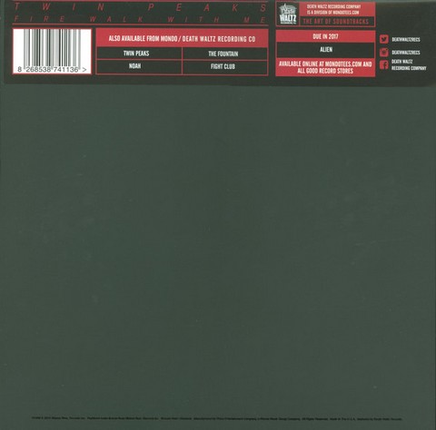 Angelo Badalamenti – Twin Peaks: Fire Walk With Me (2LP, Album, Reissue, Remastered, Red / BlackMarbled [Cherry Pie]) - фото 3