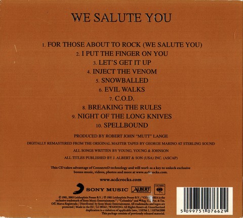 AC/DC – For Those About To Rock (We Salute You) (CD, Album, Enhanced, Reissue, Remastered, Stereo, Digipak) - фото 2