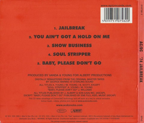 AC/DC – 74 Jailbreak (CD, Compilation, Reissue, Remastered, Digipak, Sony DADC Pressing) - фото 2