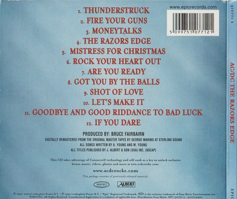 AC/DC – The Razors Edge (CD, Album, Enhanced, Reissue, Remastered, Stereo, Digipak, Sony DADC Press) - фото 2