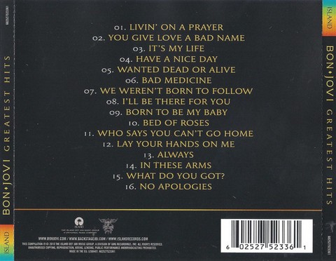 Bon Jovi – Greatest Hits (CD, Compilation) - фото 3