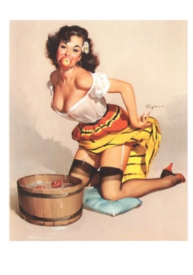 The Winner (A Fair Catch), Brown and Bigelow calendar illustration, 1957