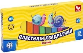 Пластилін квадратний восковий 12 кольорів - Пластилін та аксесуари