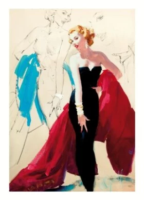 AL BUELL. Pin-Up In Black Evening Dress, Al Buell's Beauties