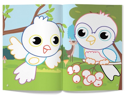 Перші розмальовки з кольоровим контуром і наліпками. Птахи - фото 3