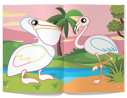 Перші розмальовки з кольоровим контуром і наліпками. Птахи - фото 4