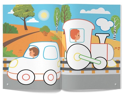 Перші розмальовки з кольоровим контуром і наліпками. Транспорт - фото 4