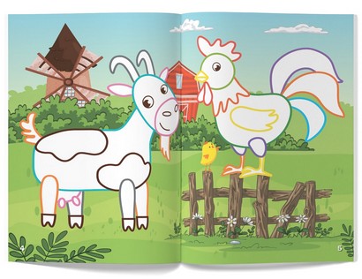 Перші розмальовки з кольоровим контуром і наліпками. Ферма - фото 2